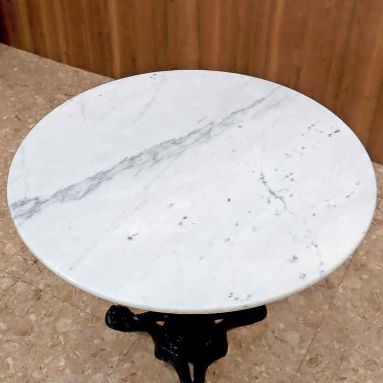 ラウンドテーブル 80cm 大理石 円形 カフェテーブル ブロンズ調 石