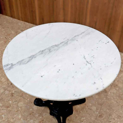 ラウンドテーブル 80cm 大理石 円形 カフェテーブル ブロンズ調 石