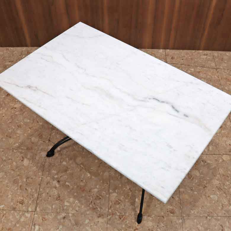 パブテーブル 110cm 大理石 長方形 カフェテーブル ブロンズ調 石