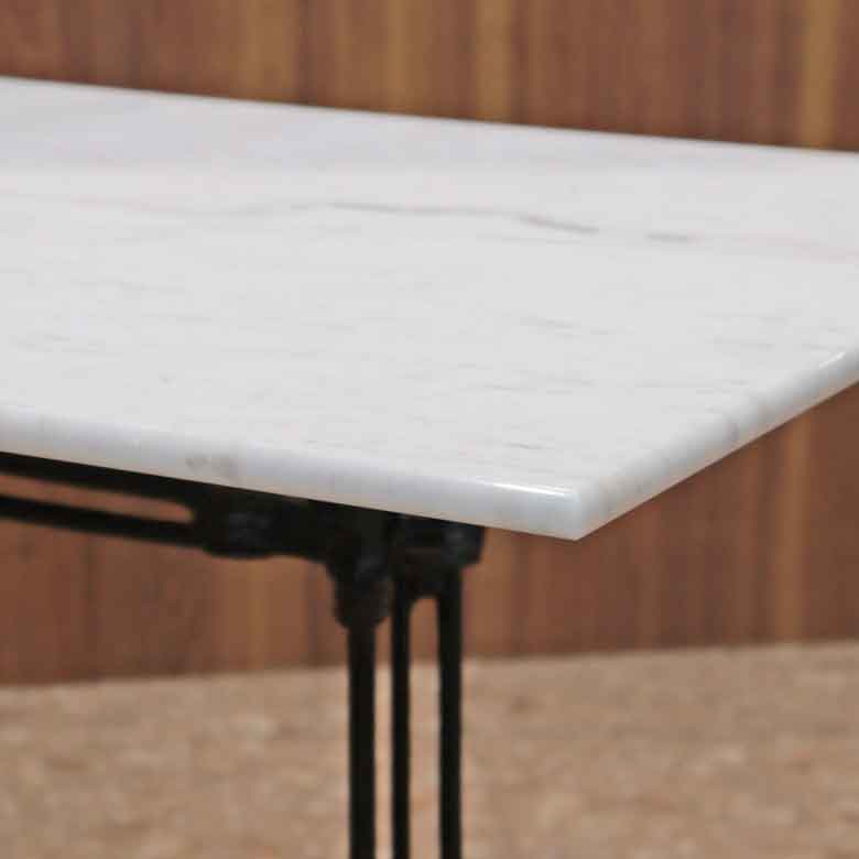 パブテーブル 110cm 大理石 長方形 カフェテーブル ブロンズ調 石