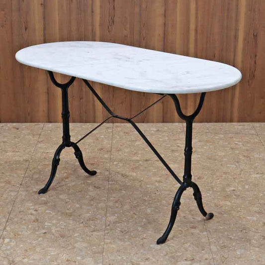 パブテーブル 120cm 大理石 楕円 カフェテーブル ブロンズ調 石