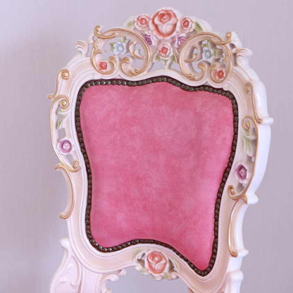 ロココ ダイニングチェア 本皮 ピンク チェア クラック仕上げ 白家具