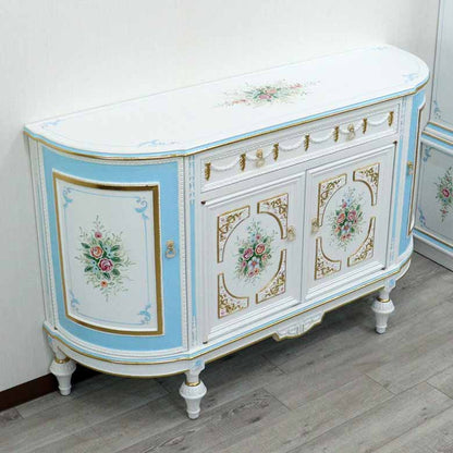 ロココ サイドボード 146cm 半円 ローキャビネット 白家具