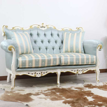 イタリア 2人掛け ソファ ターコイズブルー ホワイト 2Pソファ 304W/2/BL