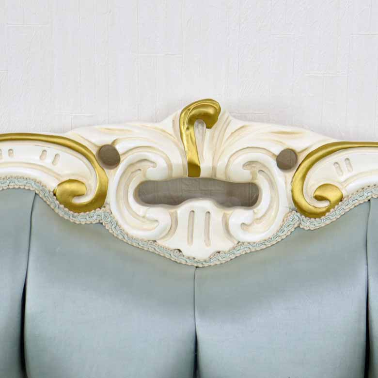 イタリア 2人掛け ソファ ターコイズブルー ホワイト 2Pソファ 304W/2/BL