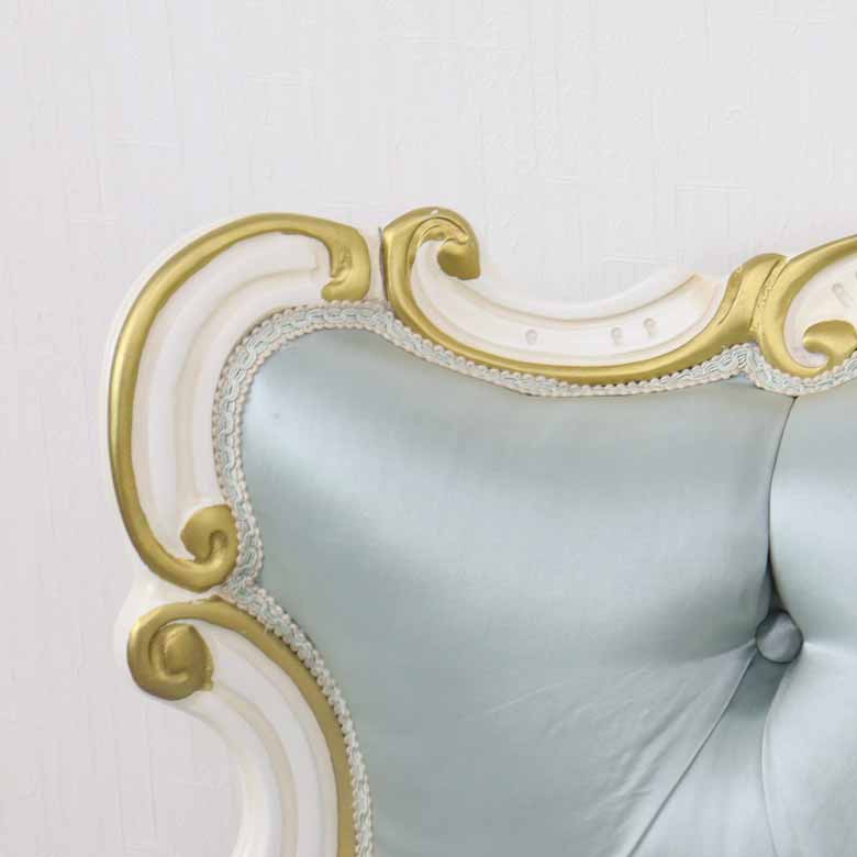 イタリア 2人掛け ソファ ターコイズブルー ホワイト 2Pソファ 304W/2/BL