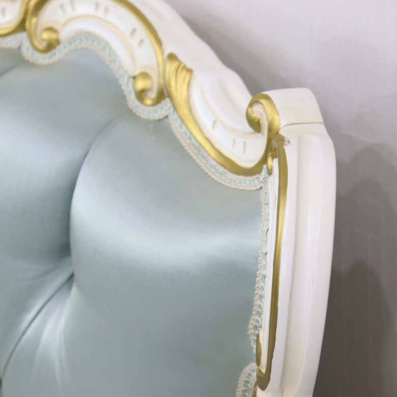 イタリア 2人掛け ソファ ターコイズブルー ホワイト 2Pソファ 304W/2/BL