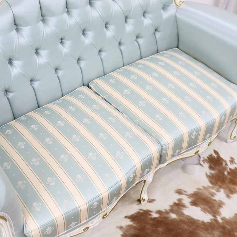 イタリア 2人掛け ソファ ターコイズブルー ホワイト 2Pソファ 304W/2/BL