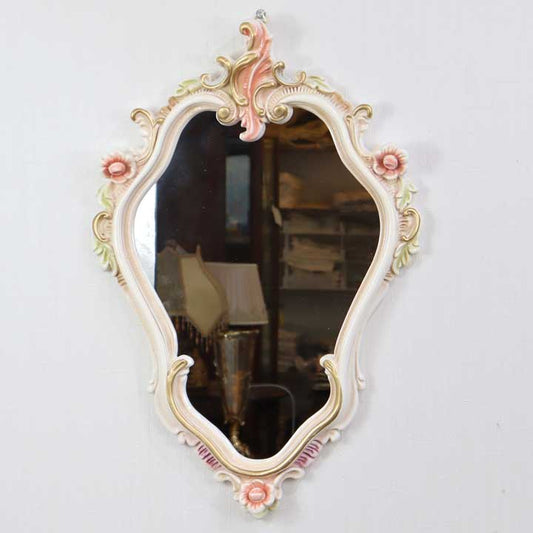 ロココ ミラー 鏡 壁掛け クラック仕上げ 白家具