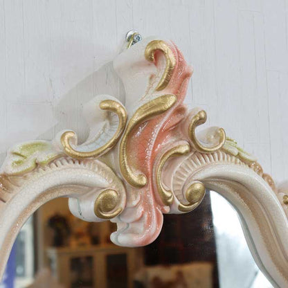 ロココ ミラー 鏡 壁掛け クラック仕上げ 白家具