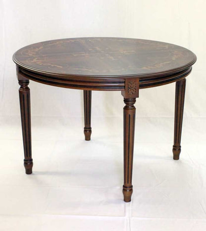 イタリア ダイニングテーブル 110cm幅 4人用 象嵌 円形 310/110