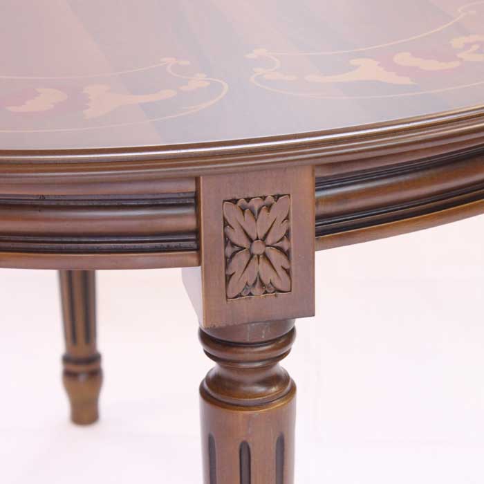 イタリア ダイニングテーブル 110cm幅 4人用 象嵌 円形 310/110