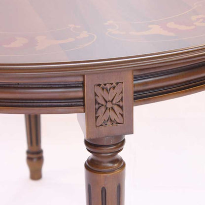 イタリア ダイニングテーブル 110cm幅 4人用 象嵌 円形 310/110