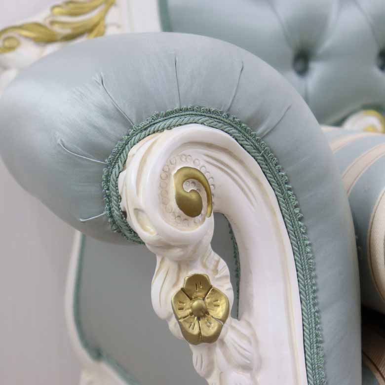 イタリア カウチソファ ターコイズブルー 二人掛け ソファ 312W/BL