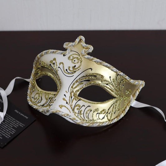 ベネチアンマスク カーニバルマスク 仮面 ハーフ ゴールド ホワイト イタリア製 ゴージャス ヴェネチアンカーニバルマスク マスケラ