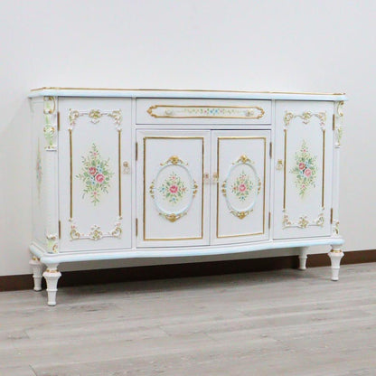 ロココ サイドボード 156cm 4ドア ローキャビネット 白家具