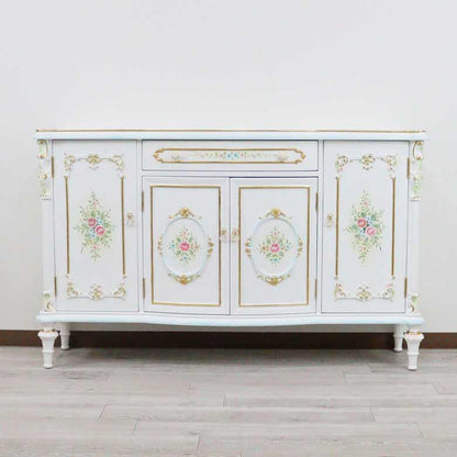 ロココ サイドボード 156cm 4ドア ローキャビネット 白家具