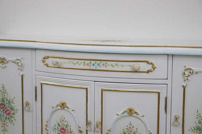 ロココ サイドボード 156cm 4ドア ローキャビネット 白家具