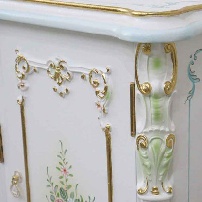 ロココ サイドボード 156cm 4ドア ローキャビネット 白家具