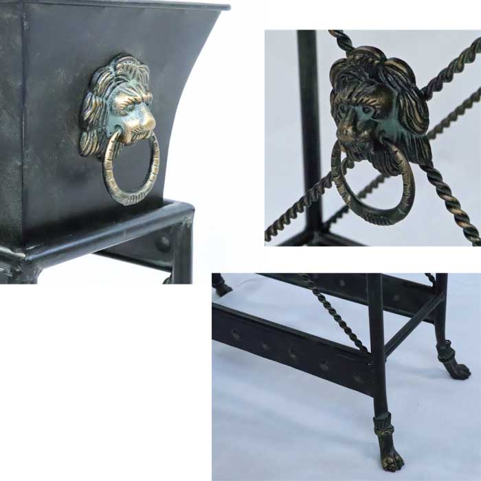 アイアンプランター スタンド付きプランター ライオンモチーフ ロートアイアン FM-555