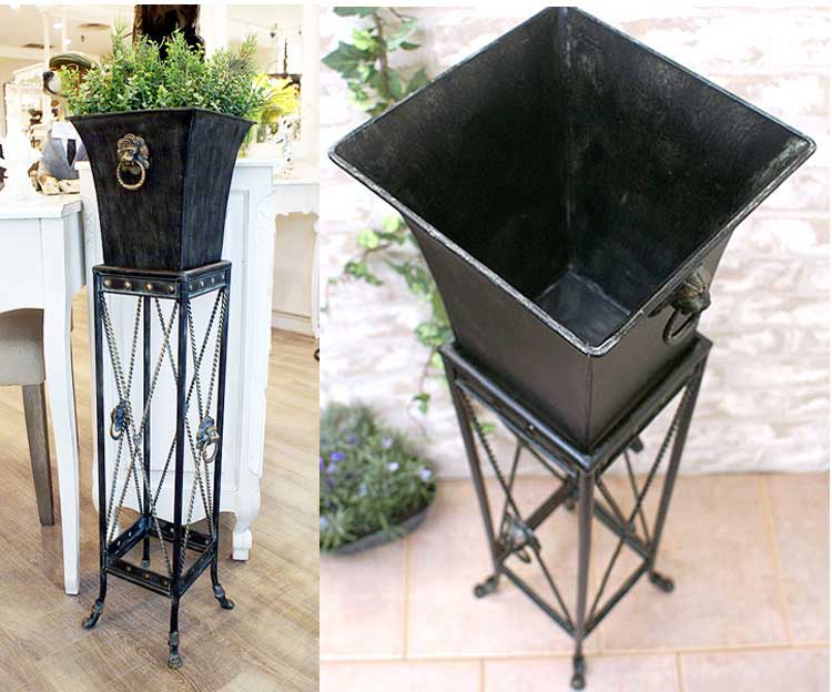 アイアンプランター スタンド付きプランター ライオンモチーフ ロートアイアン