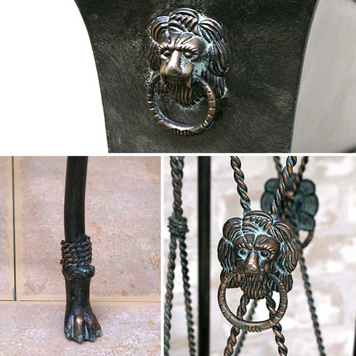 アイアンプランター スタンド付きプランター ライオンモチーフ ロートアイアン