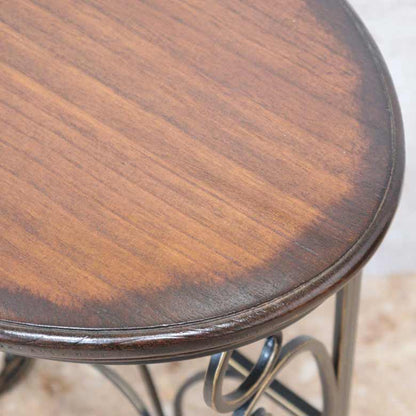 マガジンラックテーブル ロートアイアン 木天板 レトロ アンティーク