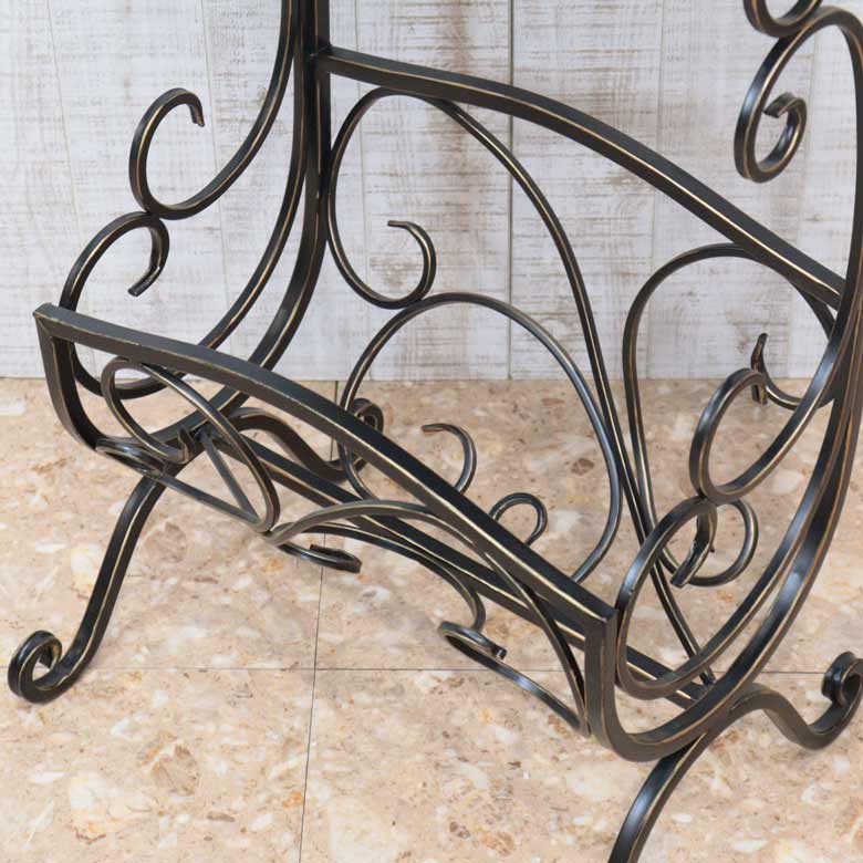 マガジンラックテーブル ロートアイアン 木天板 レトロ アンティーク