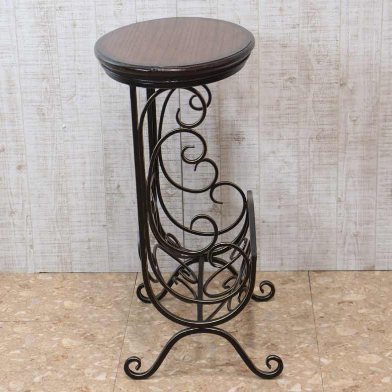 マガジンラックテーブル ロートアイアン 木天板 レトロ アンティーク