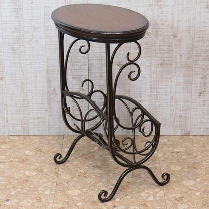 マガジンラックテーブル ロートアイアン 木天板 レトロ アンティーク