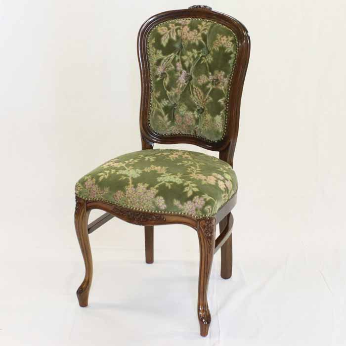 イタリア ダイニングチェア 金華山 グリーン 木製 猫脚 TS11