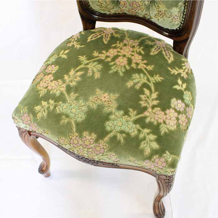 イタリア ダイニングチェア 金華山 グリーン 木製 猫脚 TS11