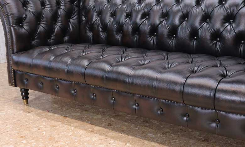 チェスターフィールド ソファー3ｐ本革 座面一体型 ユーロコンフォート レザー チェスターフィールド ソファー3p本革 座面一体型 ユーロコンフォート