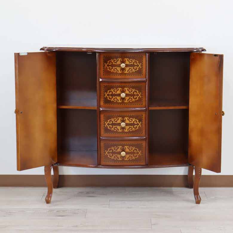 イタリア ローキャビネット サイドボード 猫脚 象嵌 DOGI 4316