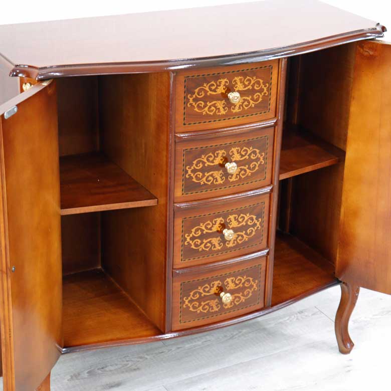 イタリア ローキャビネット サイドボード 猫脚 象嵌 DOGI 4316