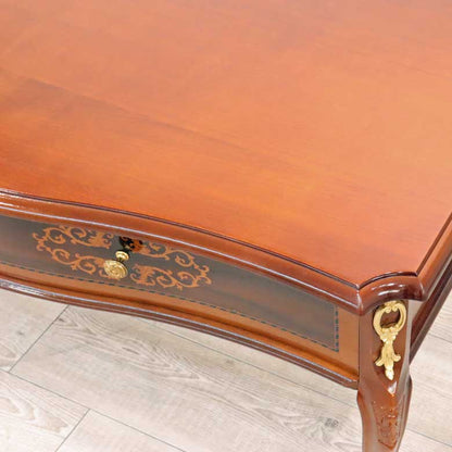 イタリア ローテーブル 引出し付き センターテーブル 猫脚 象嵌 DOGI 4327