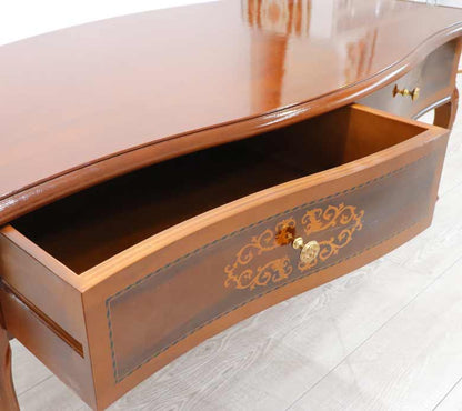 イタリア ローテーブル 引出し付き センターテーブル 猫脚 象嵌 DOGI 4327