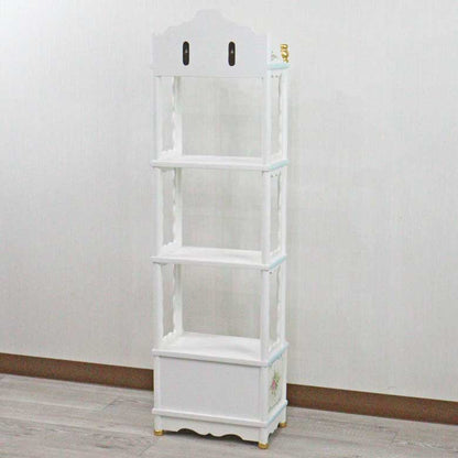 ロココ シェルフ 花柄 ラック 引出付き ミニキャビネット 白家具