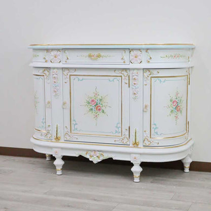 ロココ サイドボード 120cm 3ドア ローキャビネット 白家具