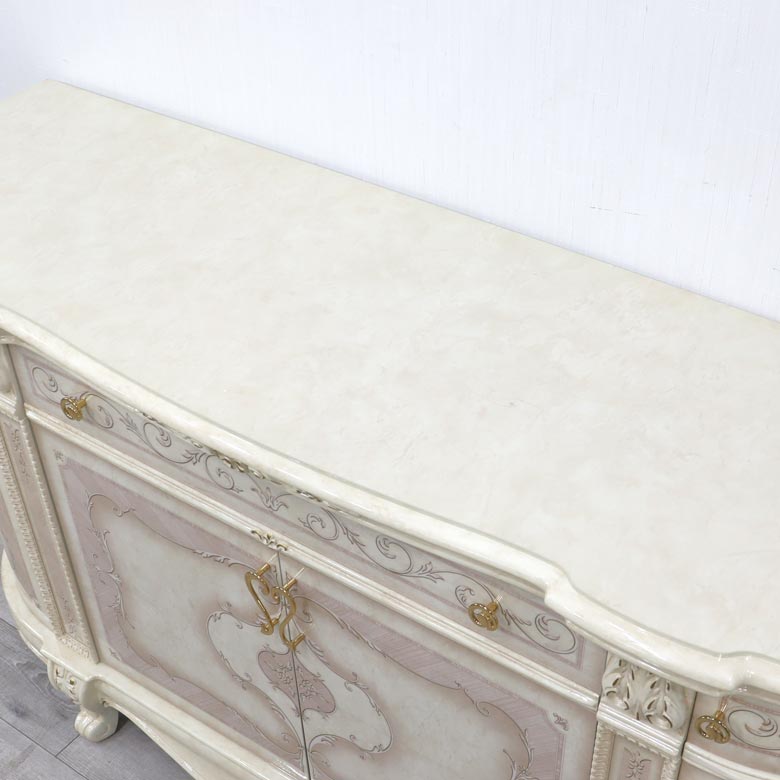 サルタレッリ ヴェルサイユ 4ドア サイドボード アイボリー ローキャビネット ドアタイプ