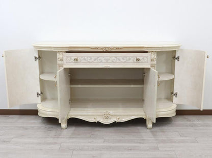 サルタレッリ ヴェルサイユ 4ドア サイドボード アイボリー ローキャビネット ドアタイプ