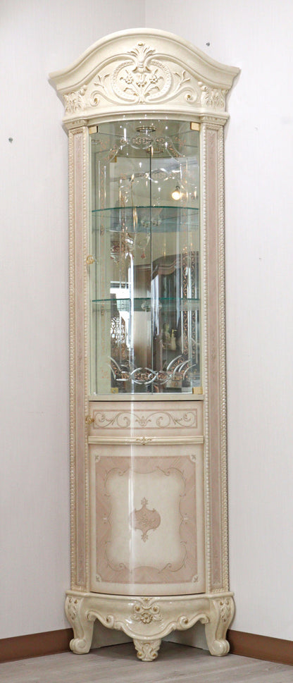 サルタレッリ ヴェルサイユ コーナーキャビネット アイボリー ショーケース