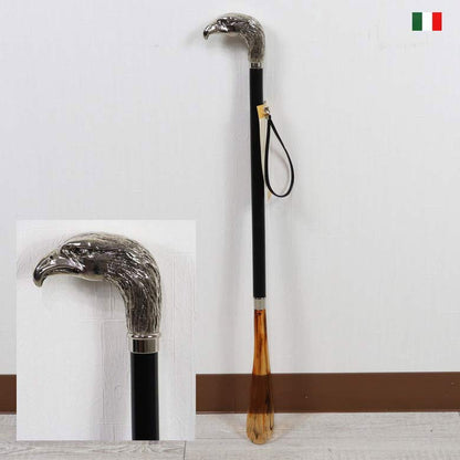 シューホーン 靴ベラ 69cm シルバー べっ甲調 鷲 イタリア製