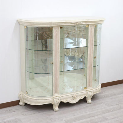 サルタレッリ ヴェルサイユ 3ドア ローキュリオケース アイボリー ガラスキャビネット