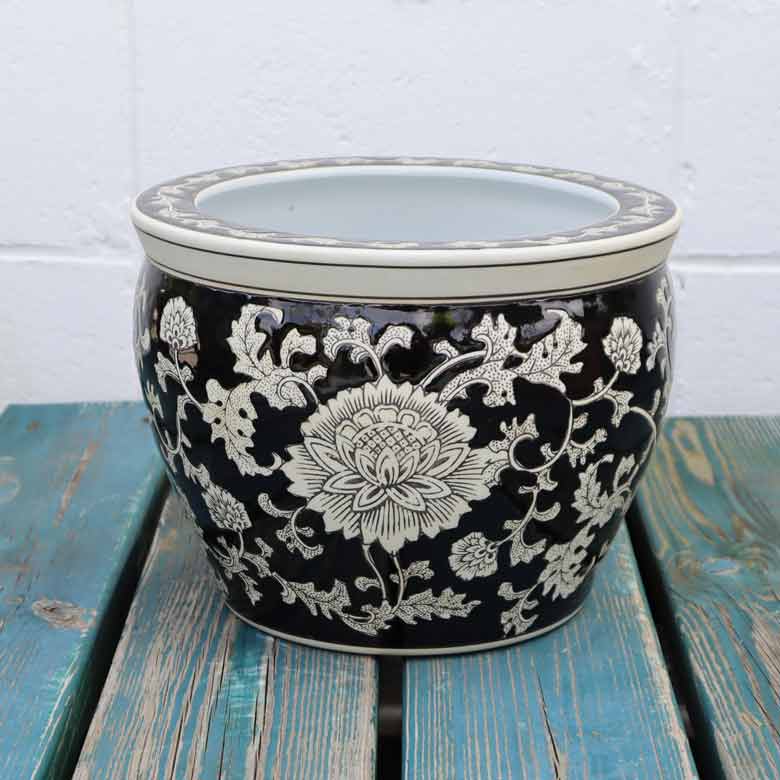 水鉢 大型 洋蓮 黒 大 10号 火鉢 鉢カバー プランターカバー ロータス