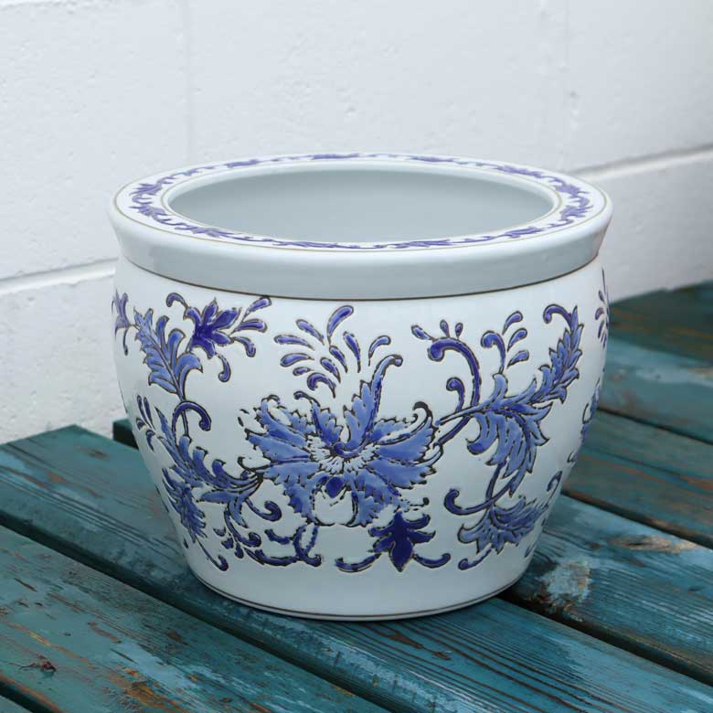 水鉢 大型 草花 大 10号 火鉢 鉢カバー プランターカバー 青草