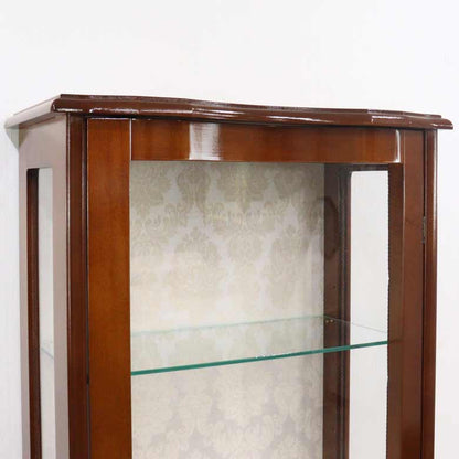 イタリア ガラスキャビネット 木製 象嵌 120cm 猫脚 560/120