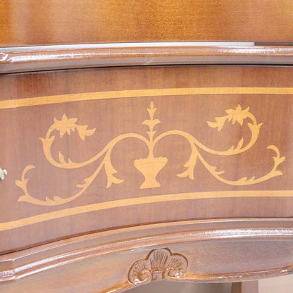 イタリア ガラスキャビネット 木製 象嵌 120cm 猫脚 560/120