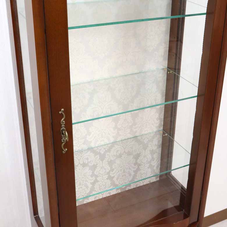 イタリア キャビネット 木製 145cm キュリオケース 象嵌 猫脚 560/145