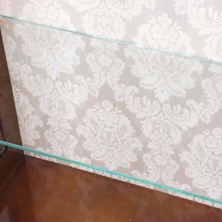 イタリア ガラスキャビネット 木製 象嵌 120cm 猫脚 560/120